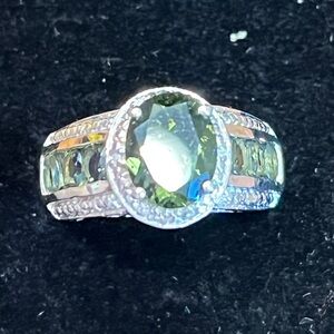 Peridot and Multi Gemstone Sterling Silver Ring
